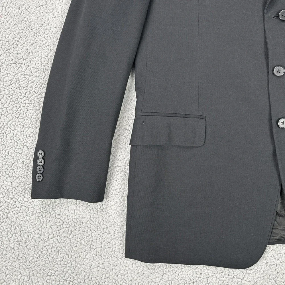 Pronto Uomo 3 Button Blazer Men 46L Black Rodina High Twist Wool Made in Italy